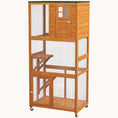 Load image into Gallery viewer, 74" Weatherproof Wheeled Wooden Catio Enclosure Orange
