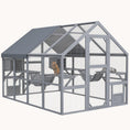 Load image into Gallery viewer, Large Wooden Outdoor Cat Enclosure with Waterproof Cover, 2 Condos & 6 Platforms, Gray
