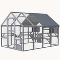 Load image into Gallery viewer, Large Wooden Outdoor Cat Enclosure with Waterproof Cover, 2 Condos & 6 Platforms, Gray
