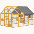 Load image into Gallery viewer, 74'' Large Wooden Cat House with Waterproof Cover 2 Condos Yellow
