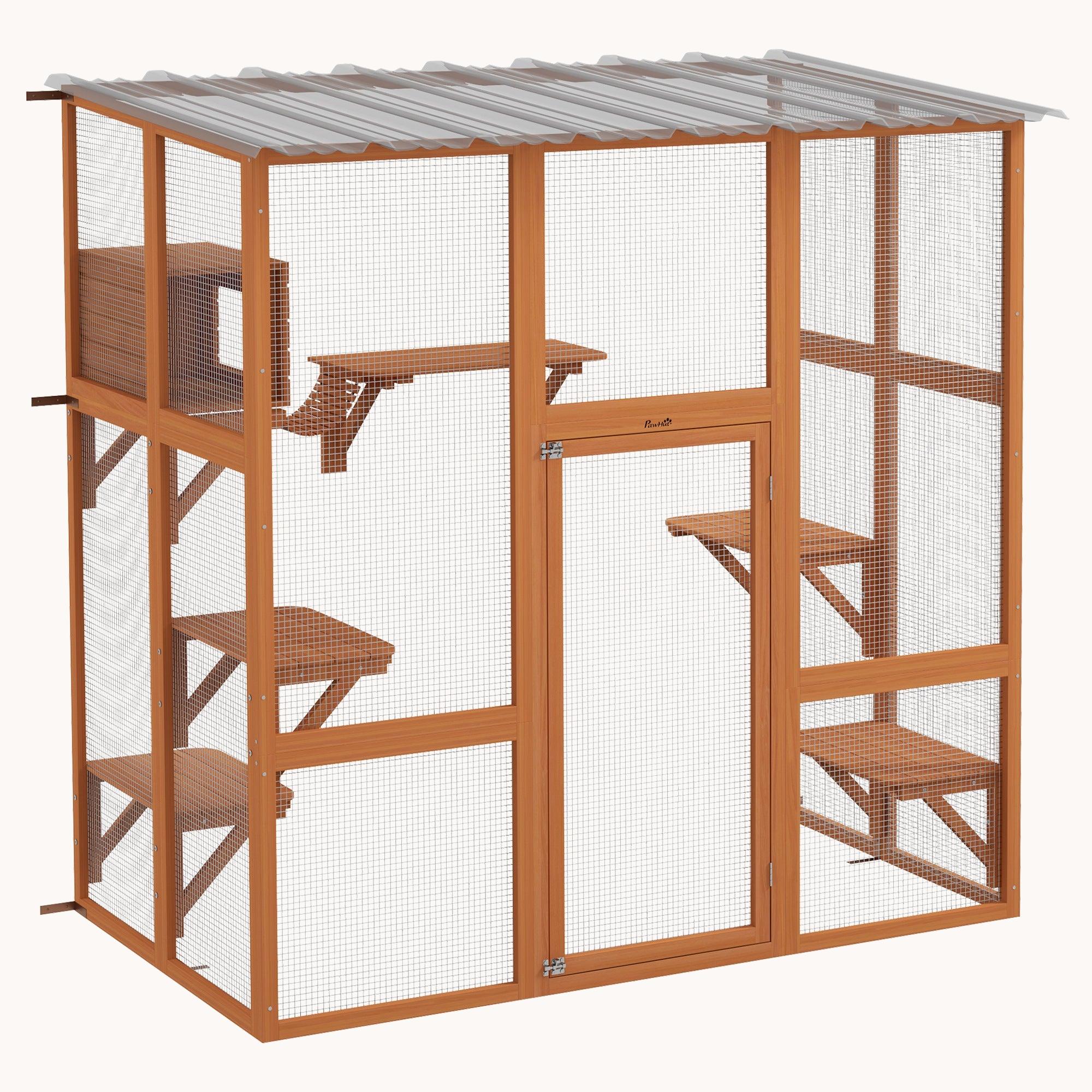 68" L Outdoor Cat Adventure Enclosure with Secure Wall Mount Orange
