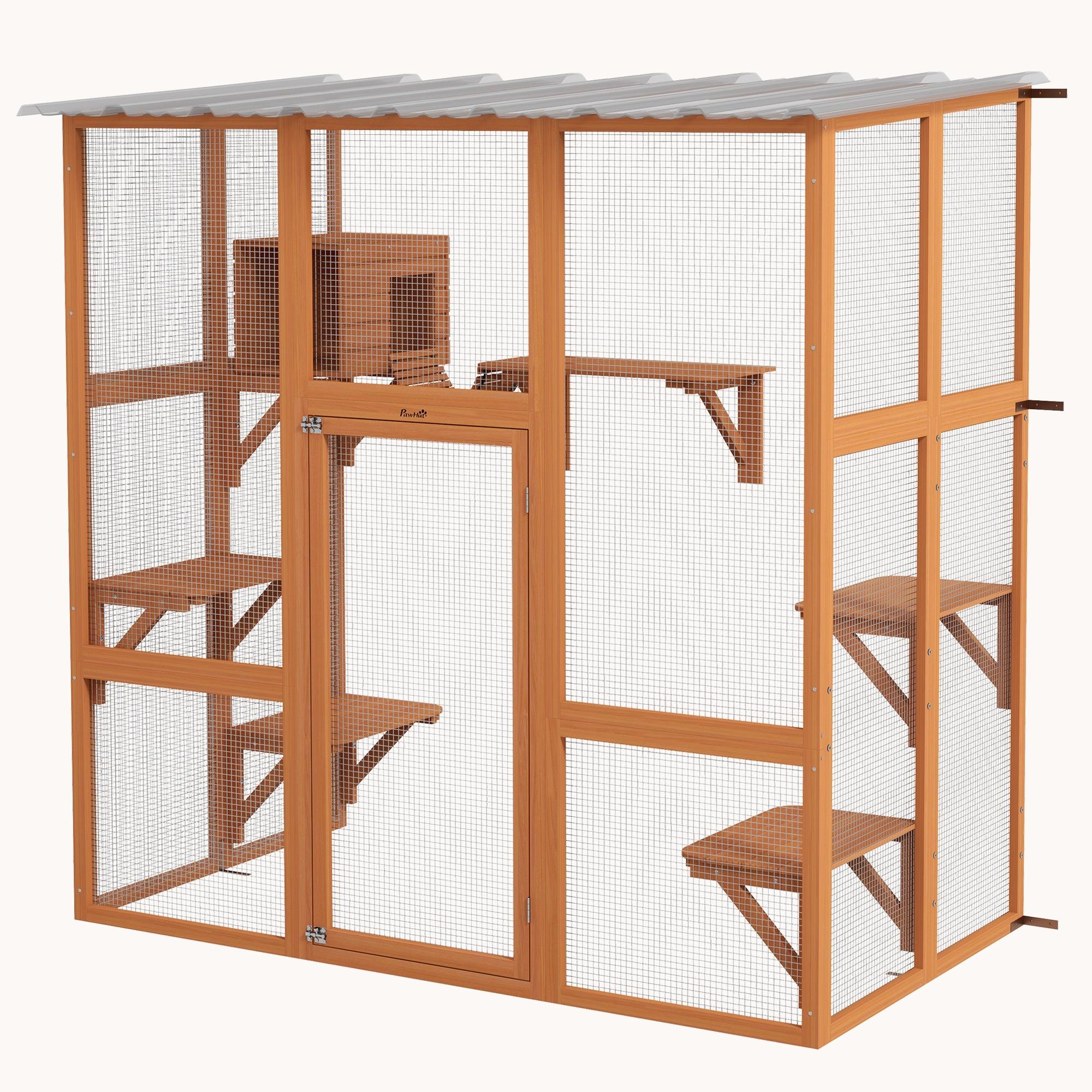 68" L Outdoor Cat Adventure Enclosure with Secure Wall Mount Orange