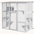 Load image into Gallery viewer, Outdoor Cat Enclosure with Roof & Play Area 68"x35.5"x70.5", White
