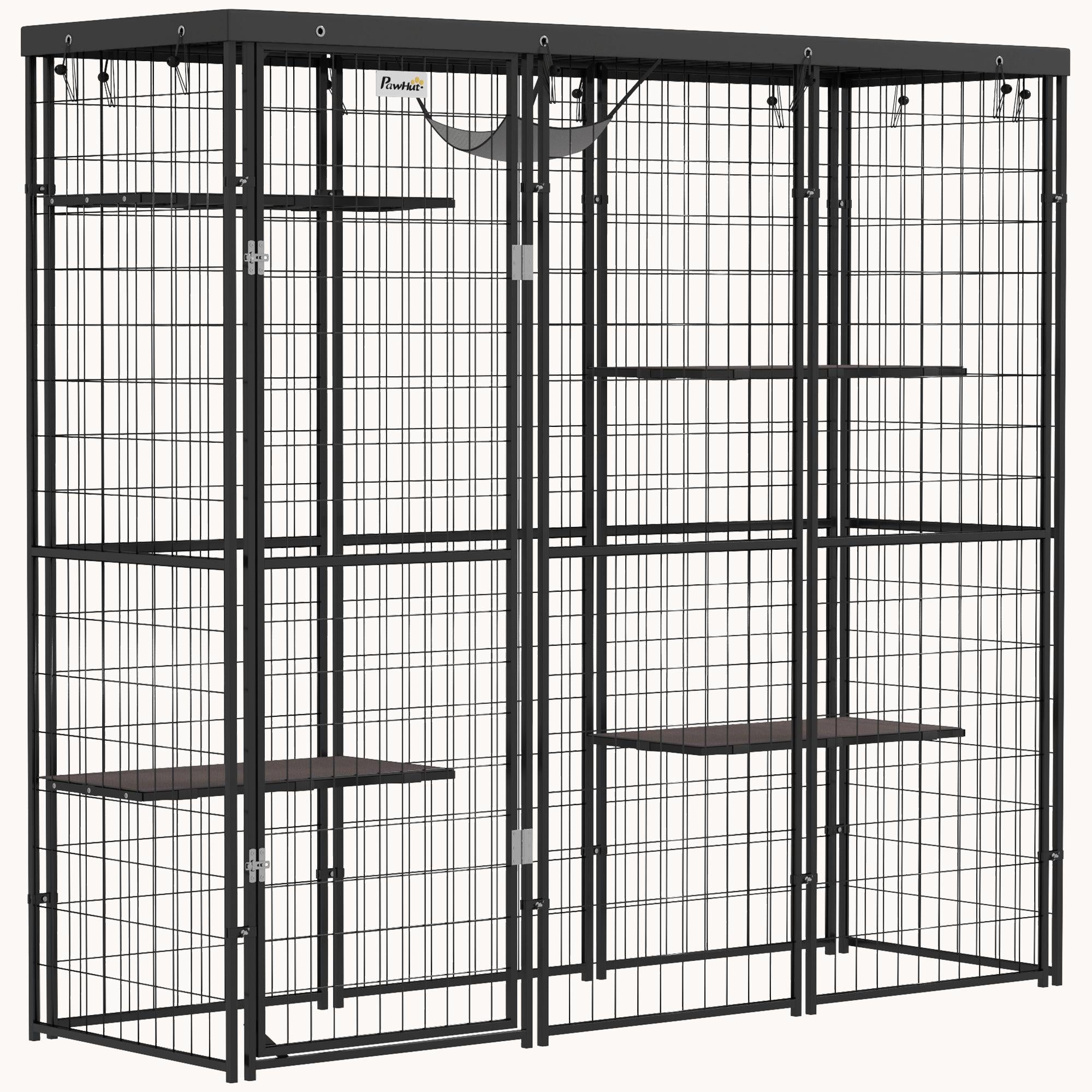 4-Level 69" Outdoor Catio with Hammock & UV Protection Shelter