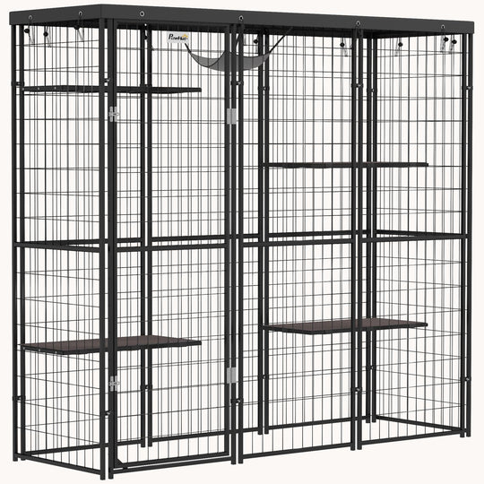 4-Level 69" Outdoor Catio with Hammock & UV Protection Shelter