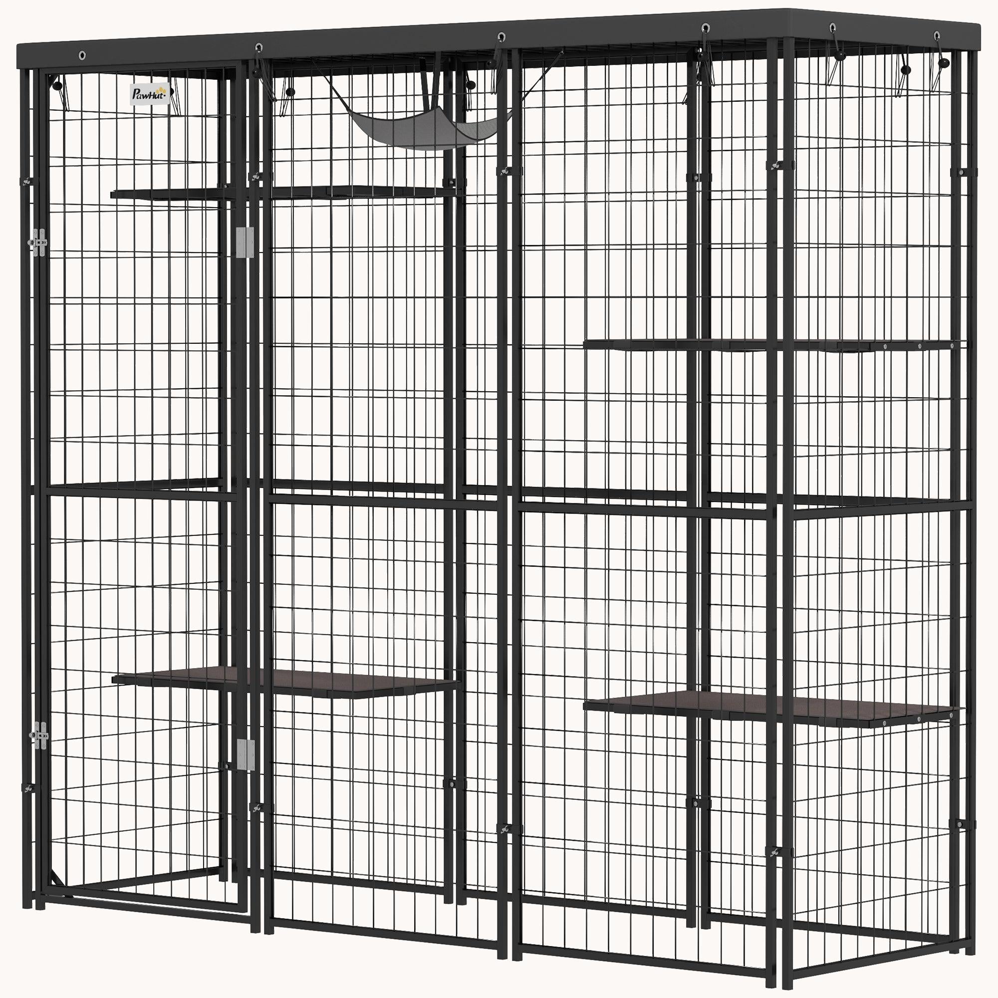 4-Level 69" Outdoor Catio with Hammock & UV Protection Shelter