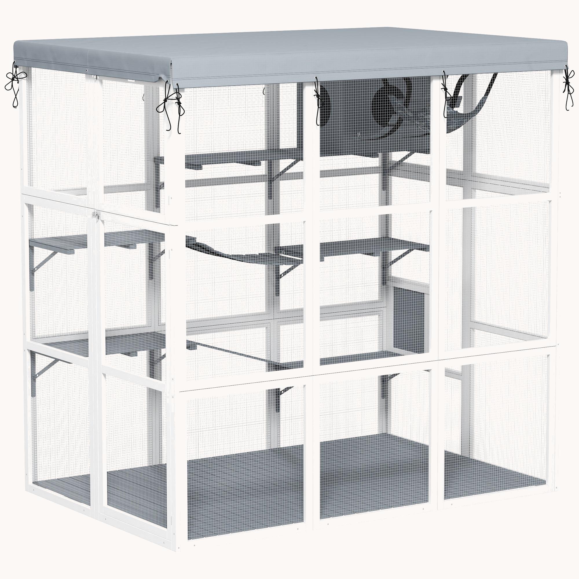 71" Large Outdoor Cat Enclosure with Walk-in, Hammock, Platforms & Ramps for 2-4 Cats
