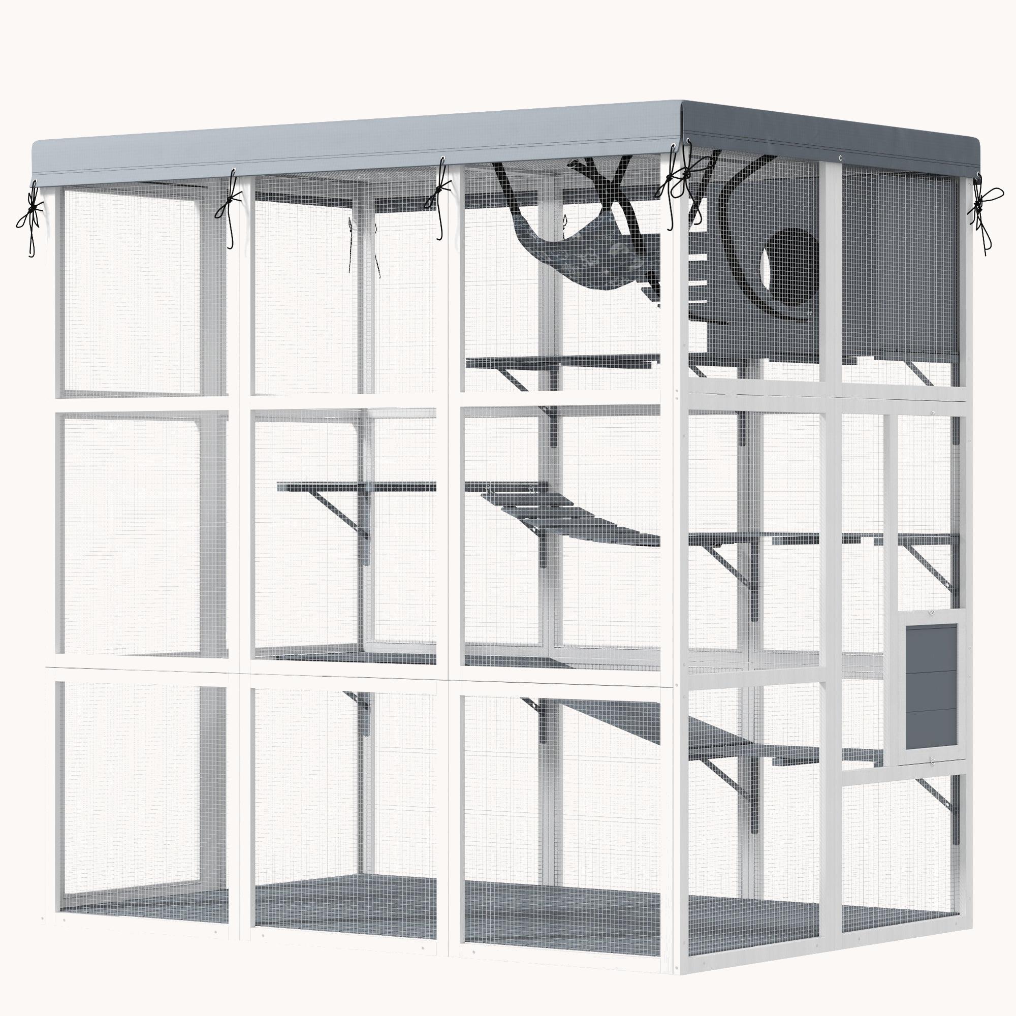 71" Large Outdoor Cat Enclosure with Walk-in, Hammock, Platforms & Ramps for 2-4 Cats