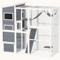 Load image into Gallery viewer, Wooden Outdoor Cat Enclosure with 4 Tiers, 3 Platforms for 2-3 Cats, 76"x36"x68", Gray
