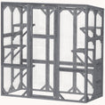Load image into Gallery viewer, Outdoor Cat Enclosure w/ 6 Jumping Platforms & Weatherproof Roof, 59"x28"x60", Gray
