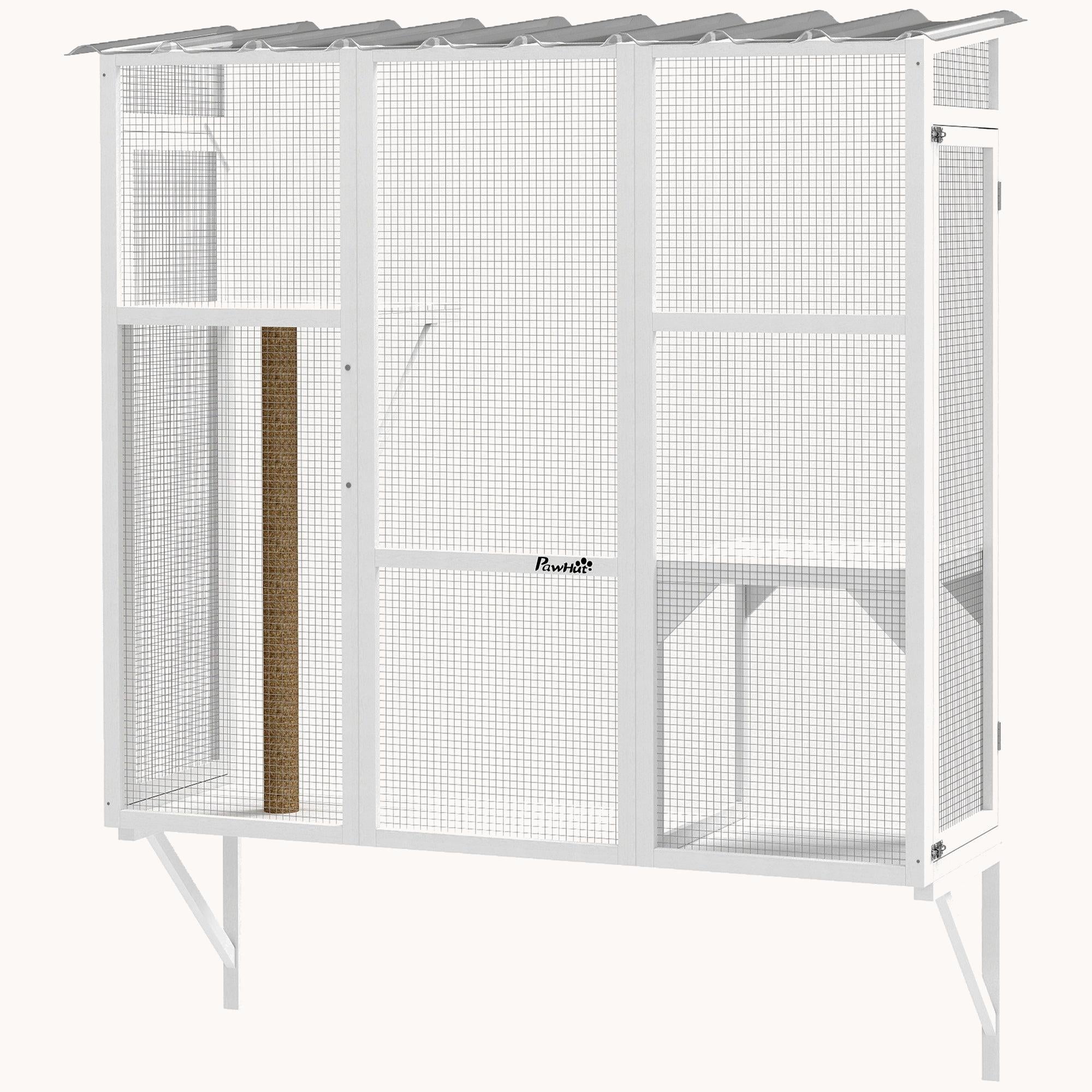 61" H Large Cat Window Enclosure for 2-3 Cats with Jumping Platforms White