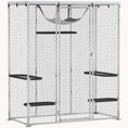 Load image into Gallery viewer, Walk-In Metal Catio with 5 Platforms, Hammock & Cover, Silver
