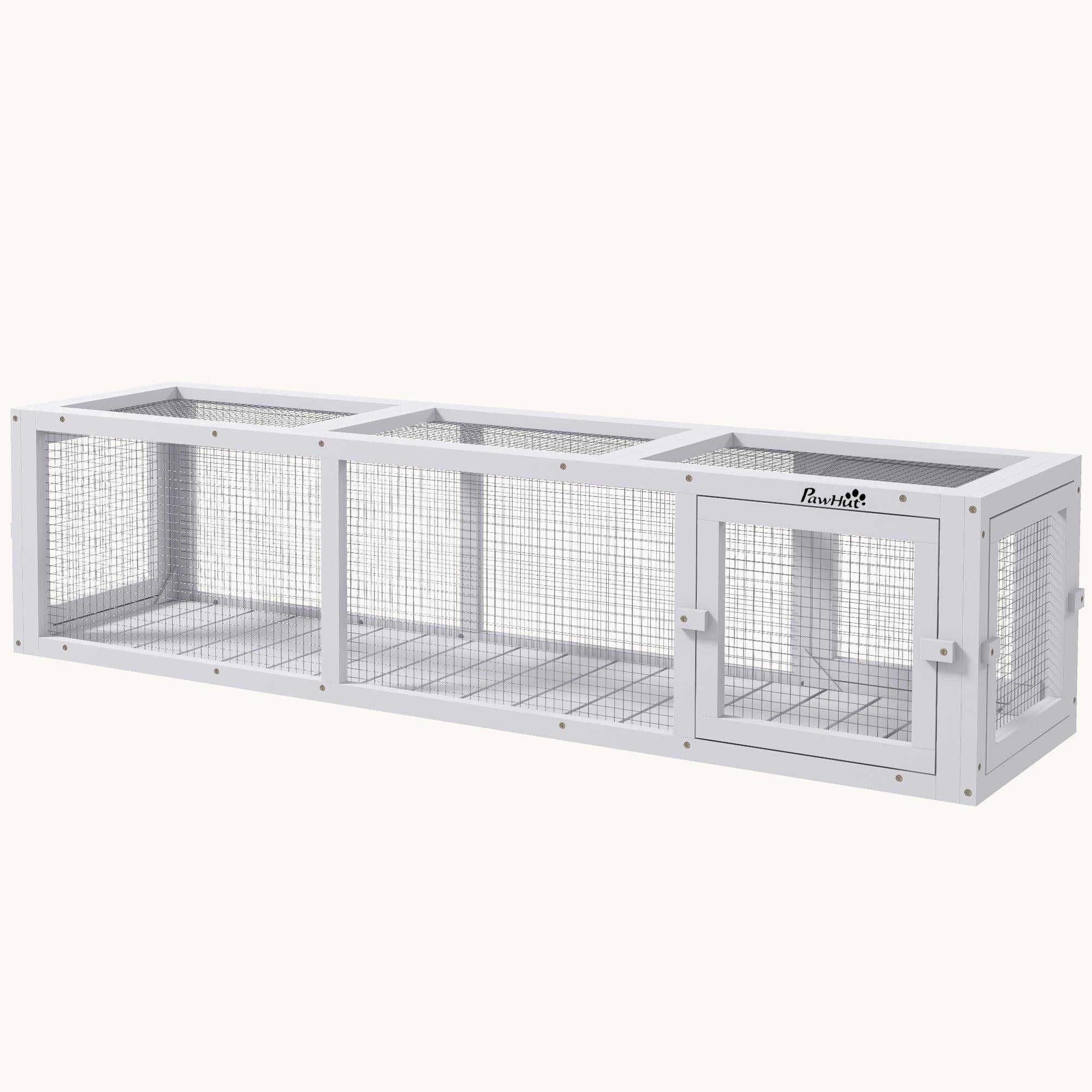 59" Extendable Weatherproof Outdoor Cat Tunnel with Wooden Frame for Deck/Balcony, White