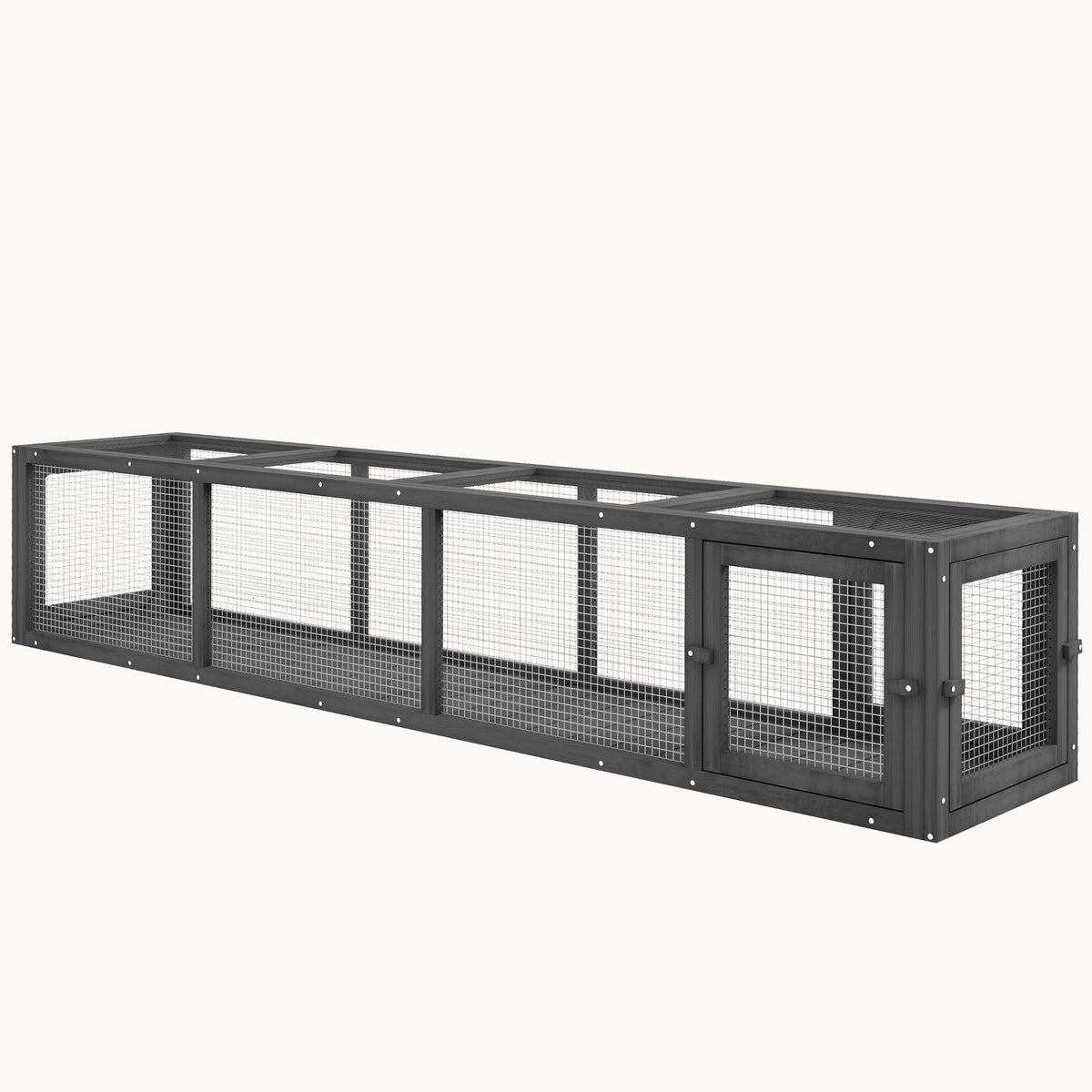 79" Extendable Weatherproof Outdoor Cat Tunnel with Wooden Frame for Deck/Balcony, Dark Gray