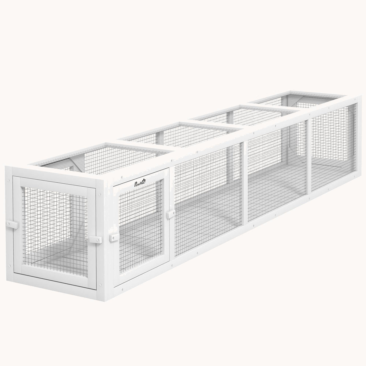 79" Expandable Wooden Cat Tunnel Secure Outdoor Window Catio White