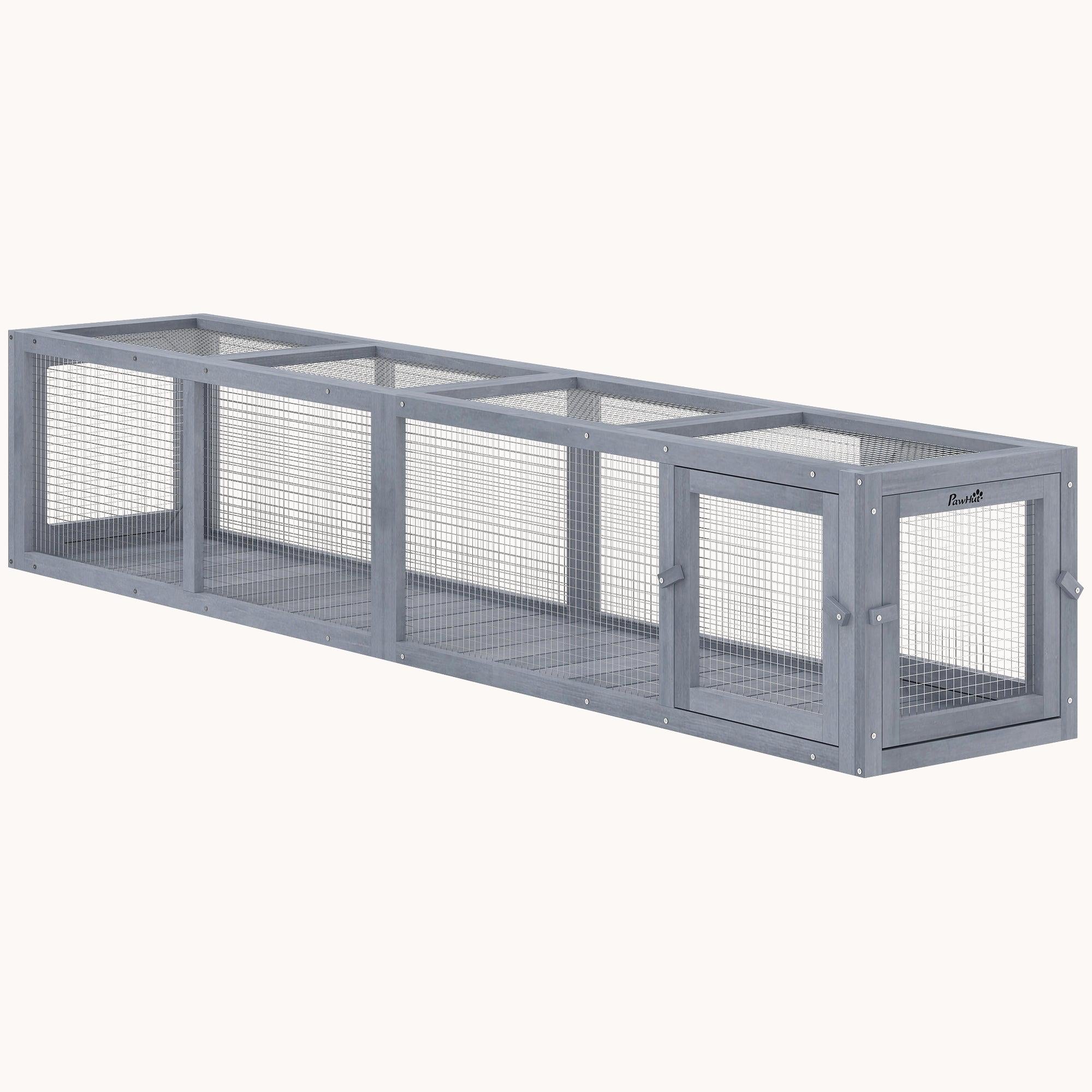 Outdoor Cat Tunnel, Extendable Wooden Cat Run, 79", Dark Grey