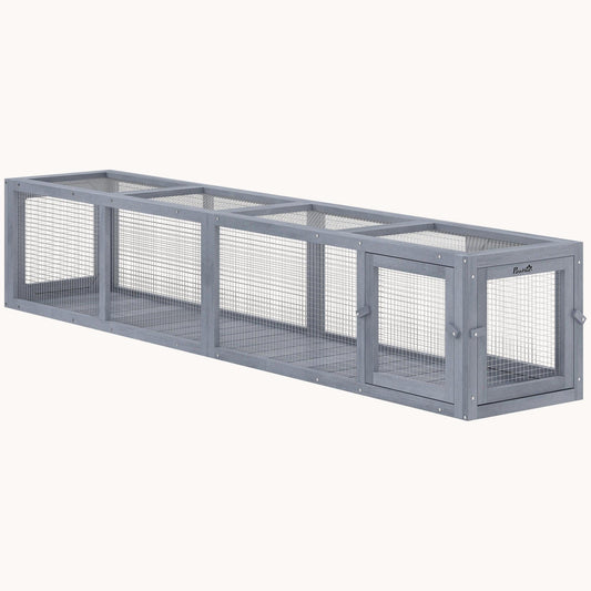 Outdoor Cat Tunnel, Extendable Wooden Cat Run, 79", Dark Grey