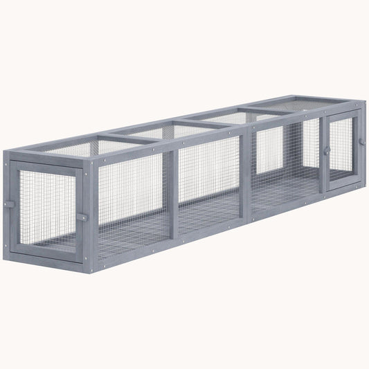 Outdoor Cat Tunnel, Extendable Wooden Cat Run, 79", Dark Grey