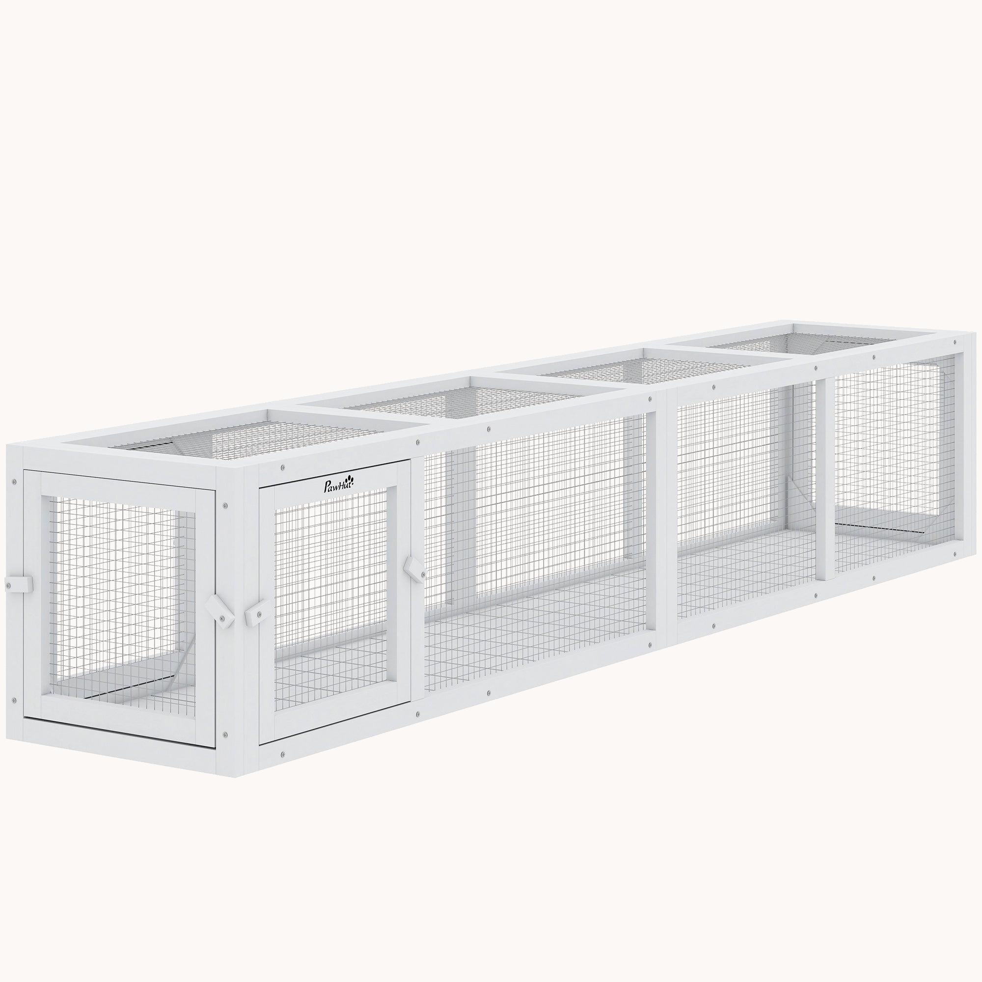 79" Extendable Wooden Cat Tunnel with Weather Cover for Decks White