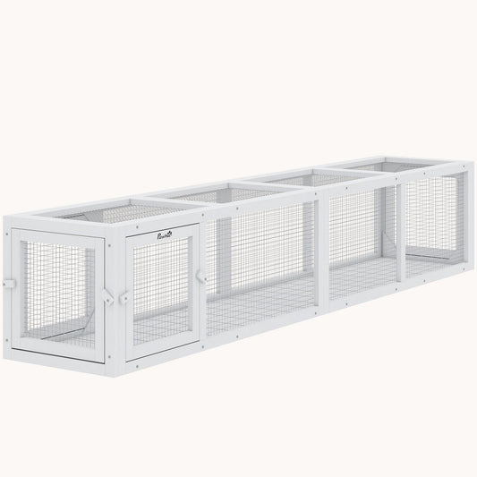 79" Extendable Wooden Cat Tunnel with Weather Cover for Decks White