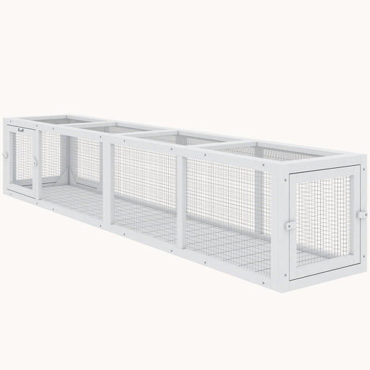 79" Extendable Wooden Cat Tunnel with Weather Cover for Decks White