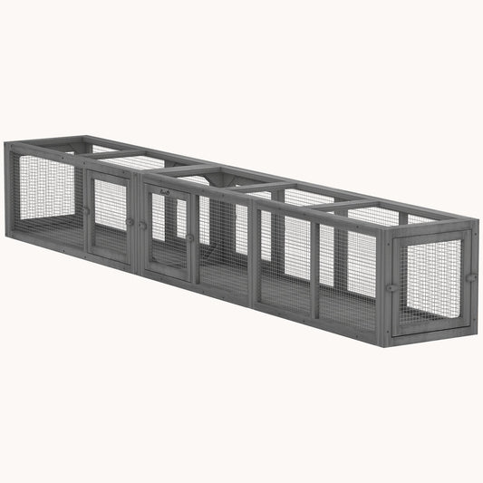 98" Outdoor Wooden Cat Tunnel Shelter with Flexible Configuration Dark Gray