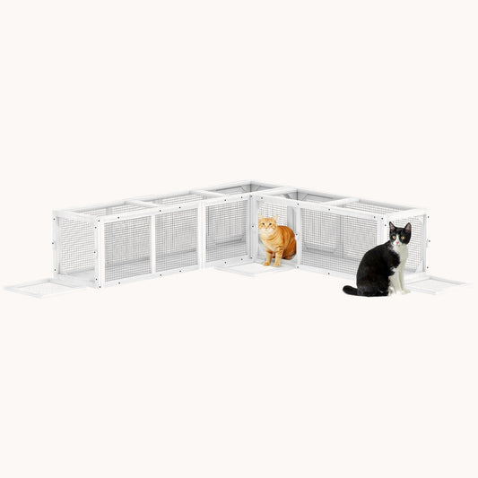 98" Outdoor Explorer Modular Wooden Cat Tunnel & Shelter White