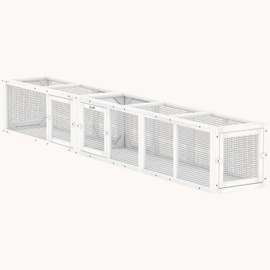 98" Outdoor Explorer Modular Wooden Cat Tunnel & Shelter White