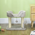Load image into Gallery viewer, Cat Scratching Post Cat Tree Tower With Bed for Indoor Cats Scratcher Toy Balls 48 x 38 x 42cm - Light Grey
