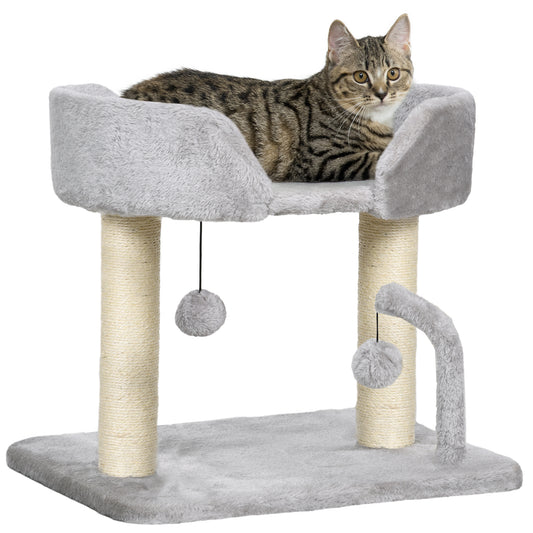 Cat Tree, 16.5" Small Cat Tower Condo for Indoor Cats with Sisal Scratching Posts, Top Perch, Dangling Balls, Cat Activity Centre, Light Grey