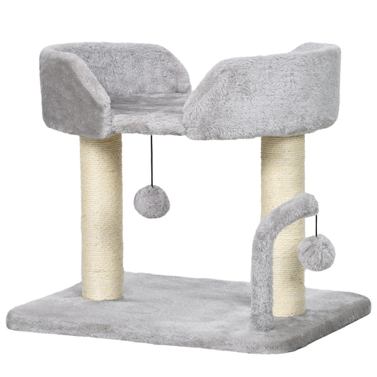 Cat Tree, 16.5" Small Cat Tower Condo for Indoor Cats with Sisal Scratching Posts, Top Perch, Dangling Balls, Cat Activity Centre, Light Grey