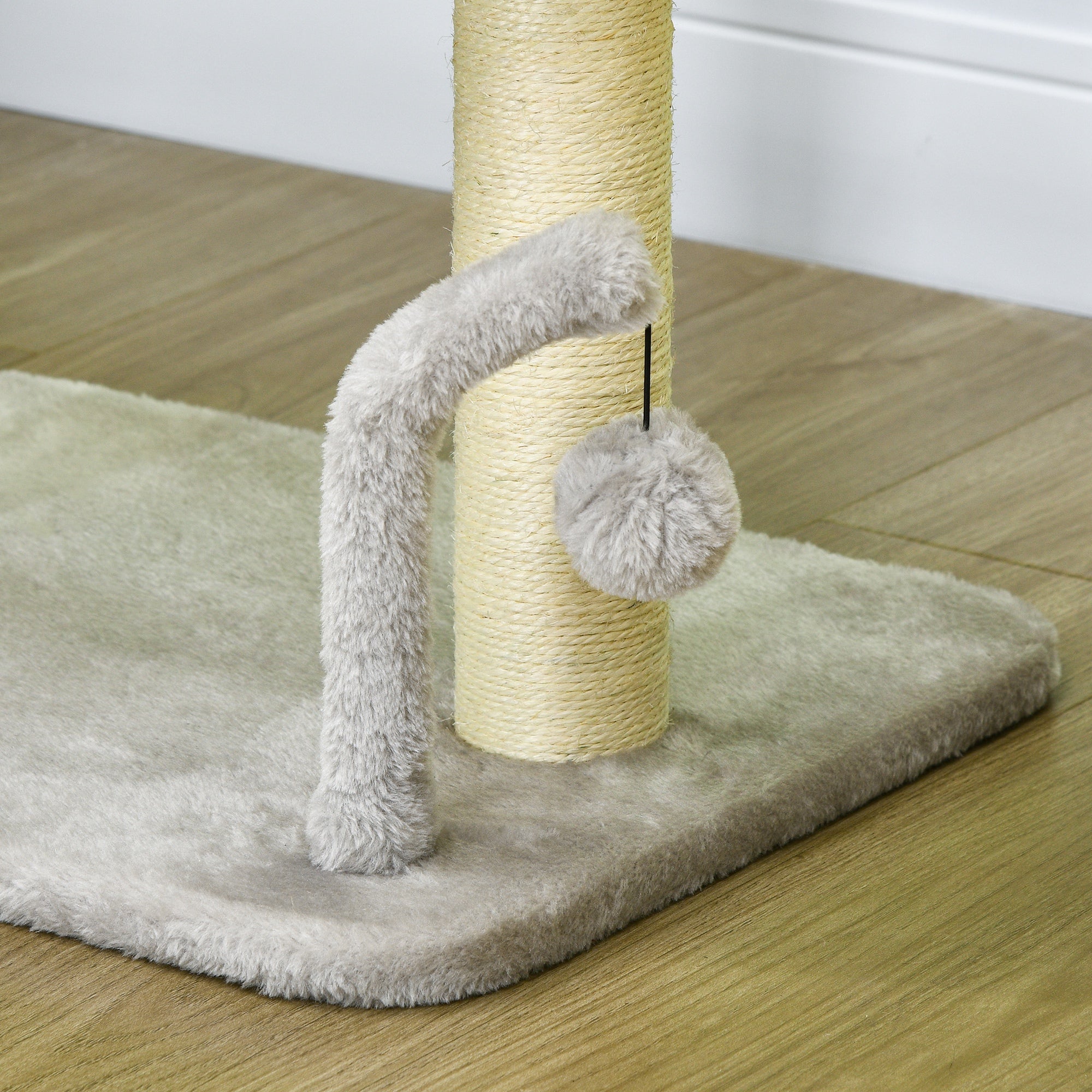Cat Scratching Post Cat Tree Tower With Bed for Indoor Cats Scratcher Toy Balls 48 x 38 x 42cm - Light Grey