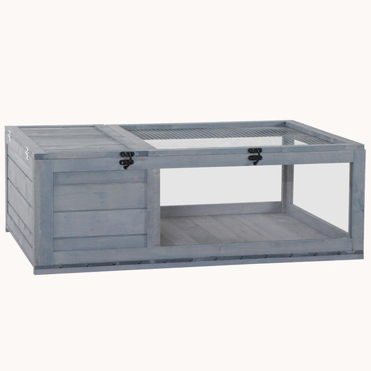 36" Wooden Tortoise House Indoor/Outdoor Reptile Habitat Enclosure, Gray