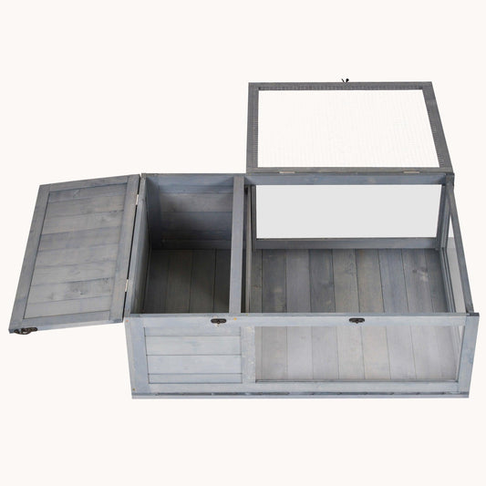 36" Wooden Tortoise House Indoor/Outdoor Reptile Habitat Enclosure, Gray