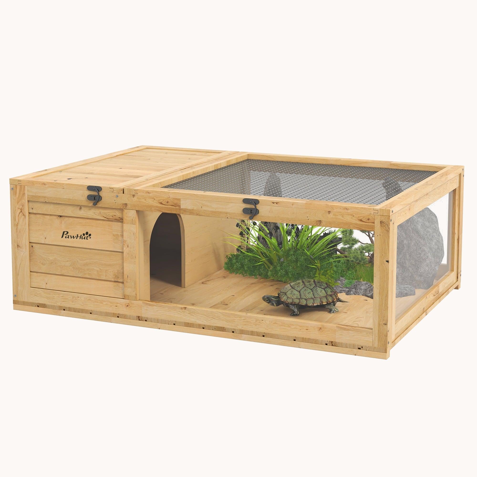 36" Wooden Reptile Habitat for Turtles Lizards & Geckos Yellow