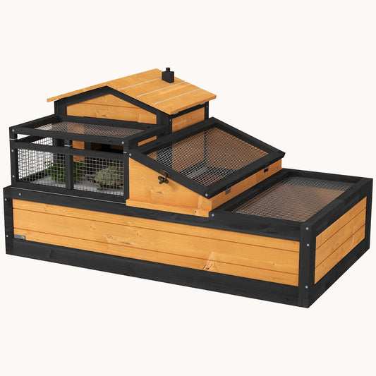 2-Story Tortoise House with Balcony & Openable Roof Yellow
