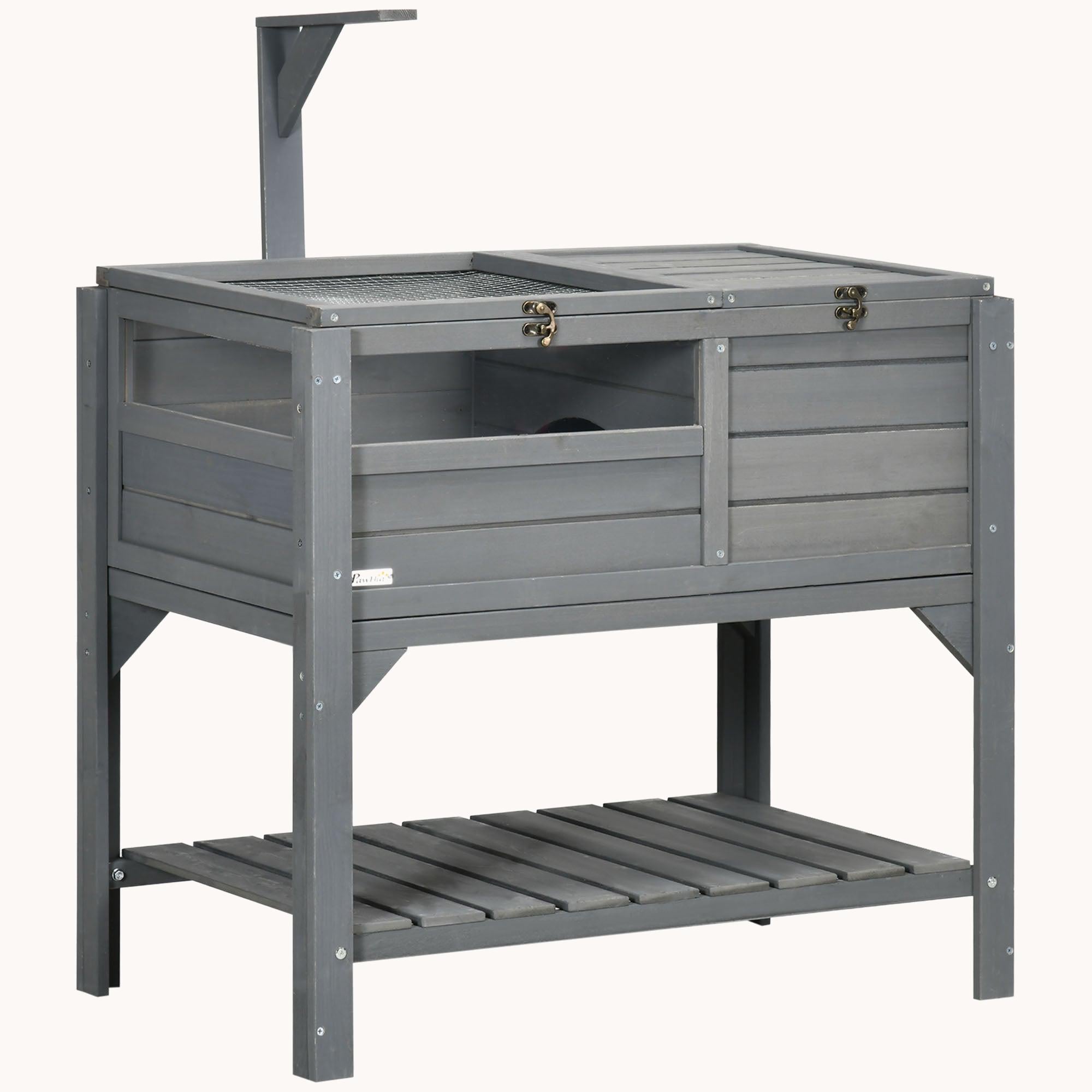 Tortoise Enclosure with Weatherproof Cover, Storage Shelf & Removable Tray, 33" x 20" x 40.5", Gray