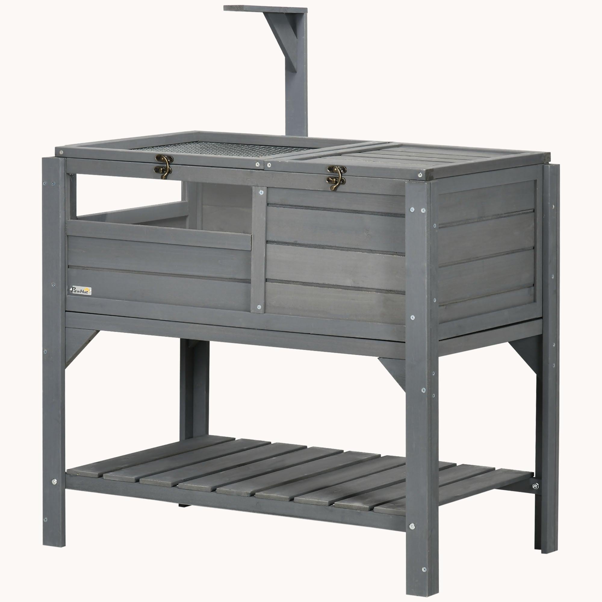 Tortoise Enclosure with Weatherproof Cover, Storage Shelf & Removable Tray, 33" x 20" x 40.5", Gray