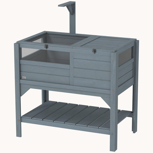 Tortoise Habitat with Shelf & Observation Windows Gray
