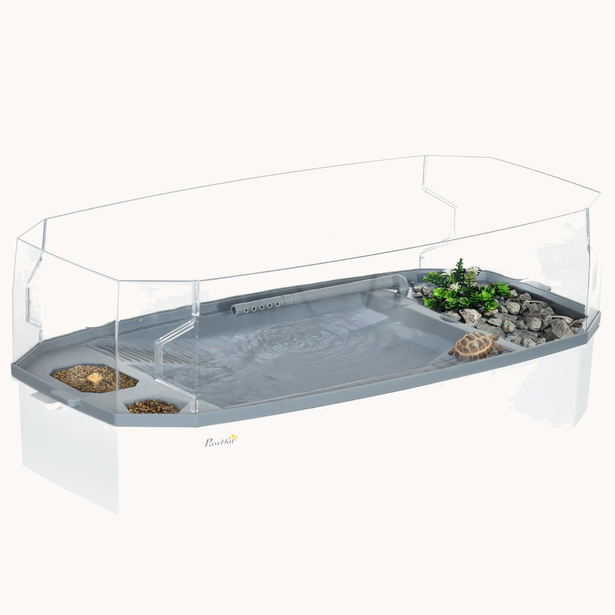 Full View Visually Reptile Habitat with Basking Platform, Water Pump & Filter Layer