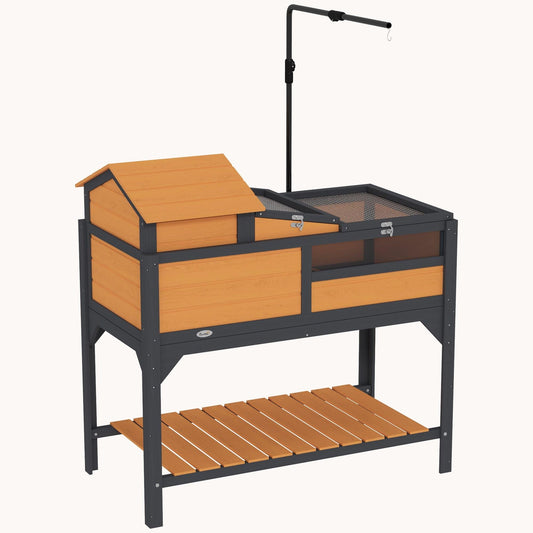 2-Layer Tortoise Enclosure with Adjustable Lamp & Storage Shelf, Yellow