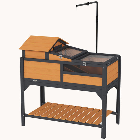 2-Layer Tortoise Enclosure with Adjustable Lamp & Storage Shelf, Yellow