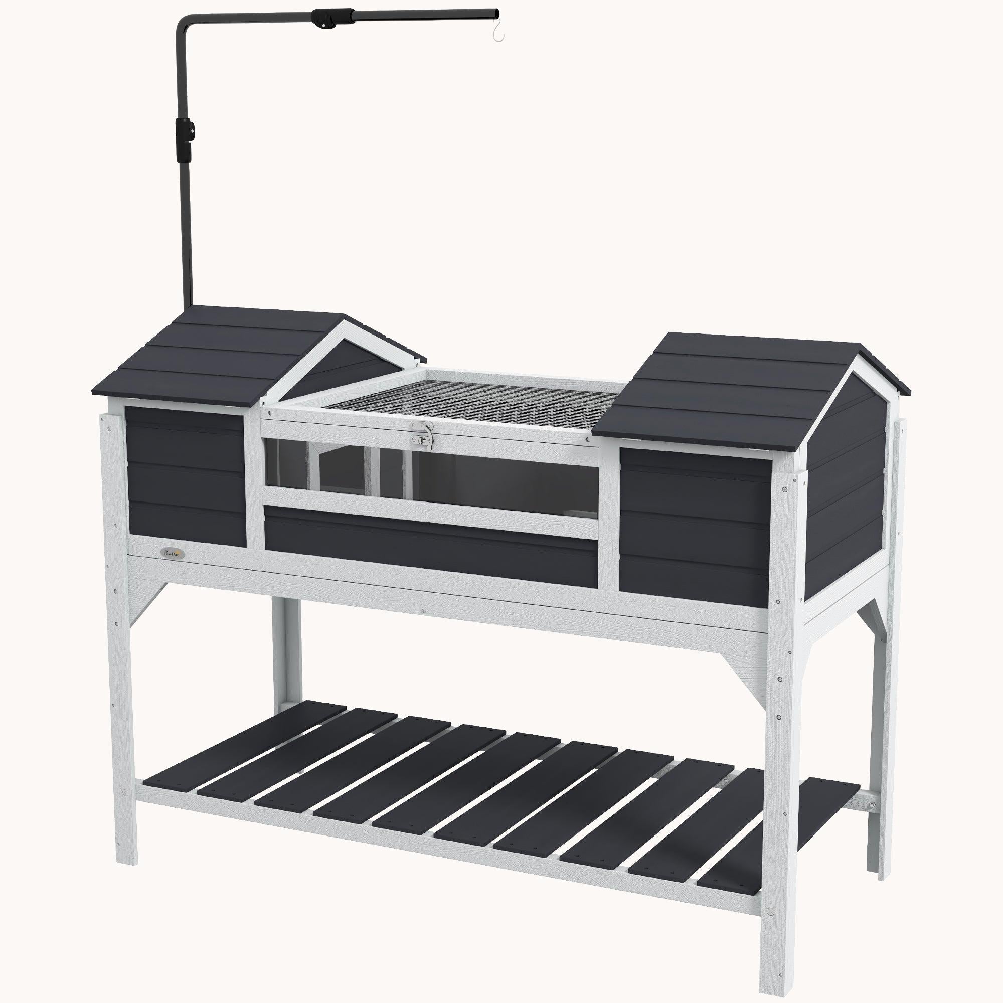 Adjustable Lamp Tortoise Habitat with Storage Shelf & Openable Lid, Gray