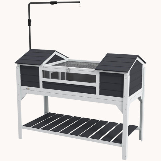 Adjustable Lamp Tortoise Habitat with Storage Shelf & Openable Lid, Gray