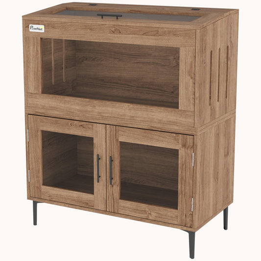 60.5 Gallon Stackable Reptile Terrarium with Top Opening, Front Doors & Ventilation, Brown