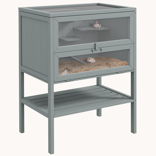 Adventure Natural Hamster Habitat 3-Tier with Storage Shelf 23.5"x 15.75"W x 31.5" Grey