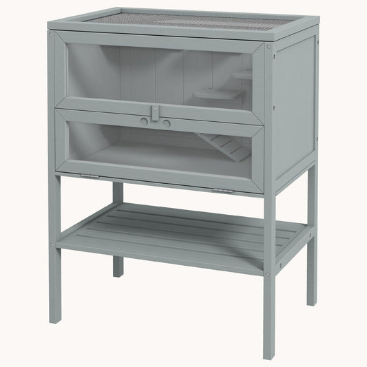 Adventure Natural Hamster Habitat 3-Tier with Storage Shelf 23.5"x 15.75"W x 31.5" Grey