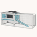 Load image into Gallery viewer, Light Blue 2-Story Rabbit Hutch with Slide-Out Tray, 61.5"x23"x27"
