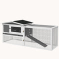 Load image into Gallery viewer, 2-Story Indoor/Outdoor Rabbit Hutch with Slide-Out Tray, 61.5"x23"x27", Light Gray
