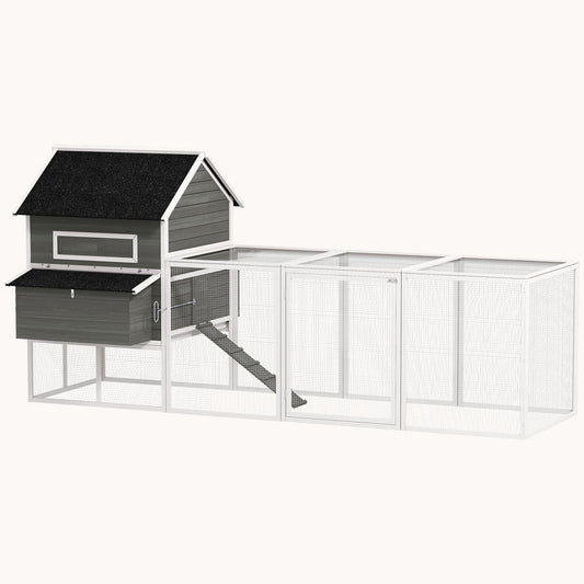137" XL Chicken Coop with Dual Nesting Boxes & Secure Access